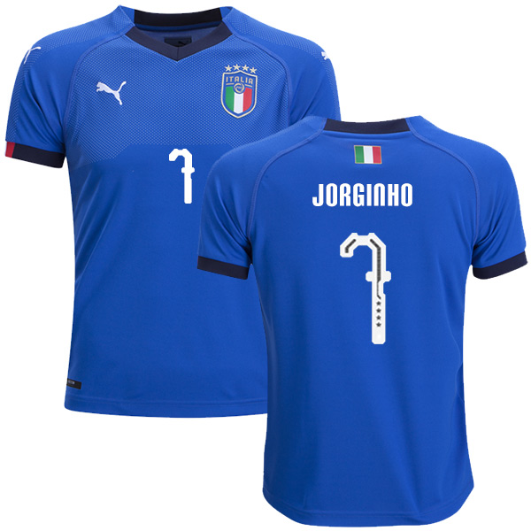 Italy #7 Jorginho Home Kid Soccer Country Jersey - Click Image to Close